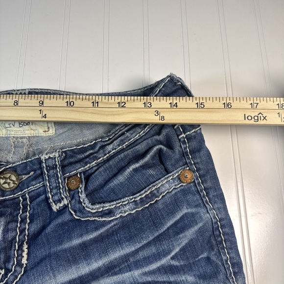 Big Star Liv Boot Jeans Womens 29R Medium Wash Distressed Bootcut Denim Low Rise - Picture 9 of 9